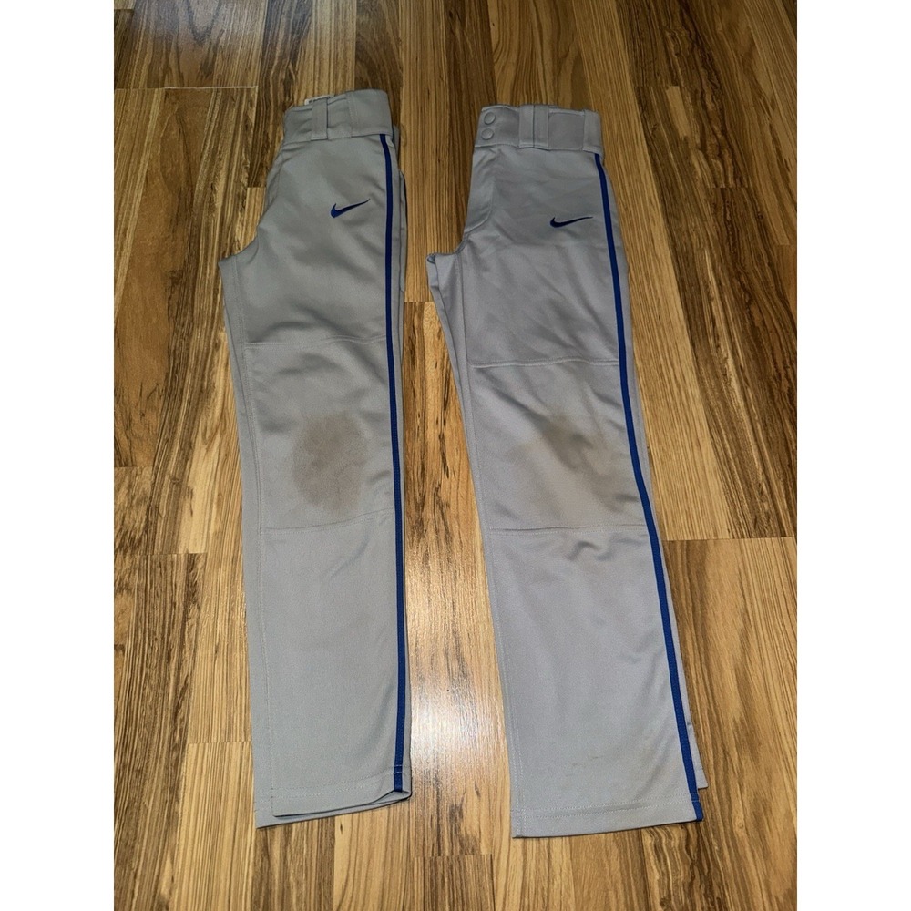 Nike Youth‎ Boys Small S Baseball Pants Gray Royal Blue Piping